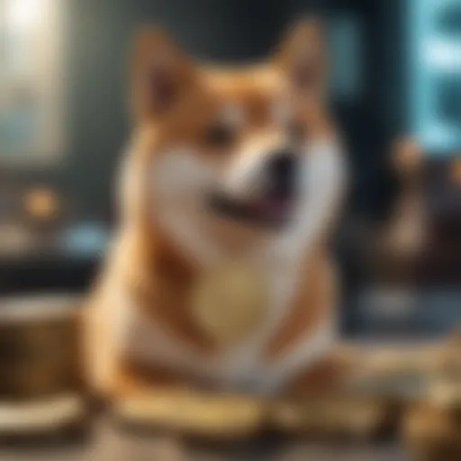 Digital currency representation with Shiba Inu mascot