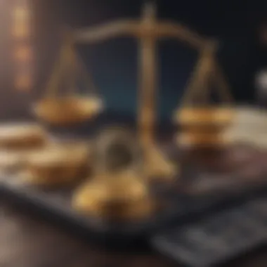 Icon showing legal scales representing cryptocurrency regulations