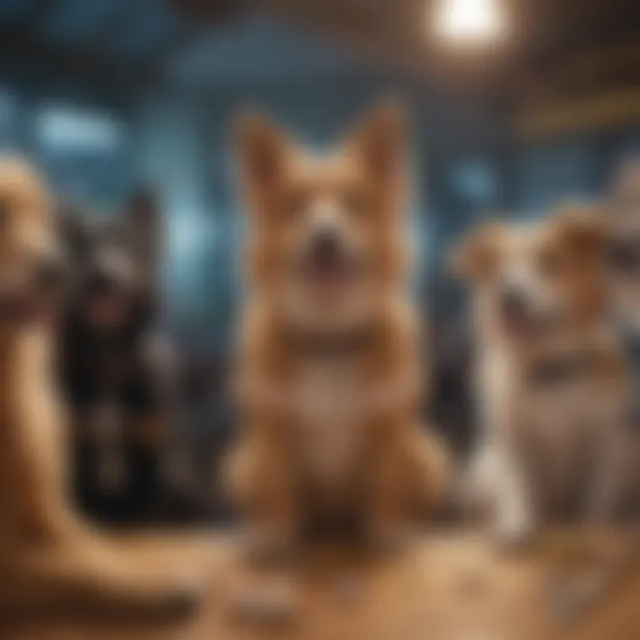 A vibrant community gathering showcasing enthusiasts discussing dog cryptocurrency.