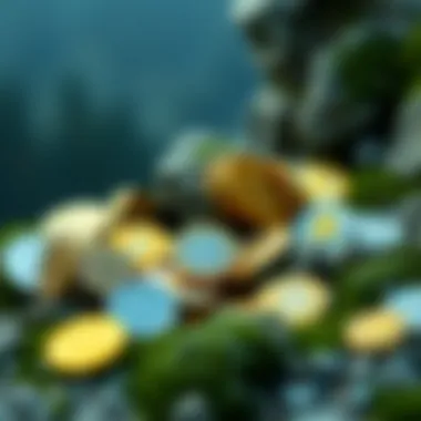 Diverse Cryptocurrencies Landscape A digital representation of various cryptocurrencies