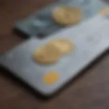 Credit card alongside cryptocurrency symbols